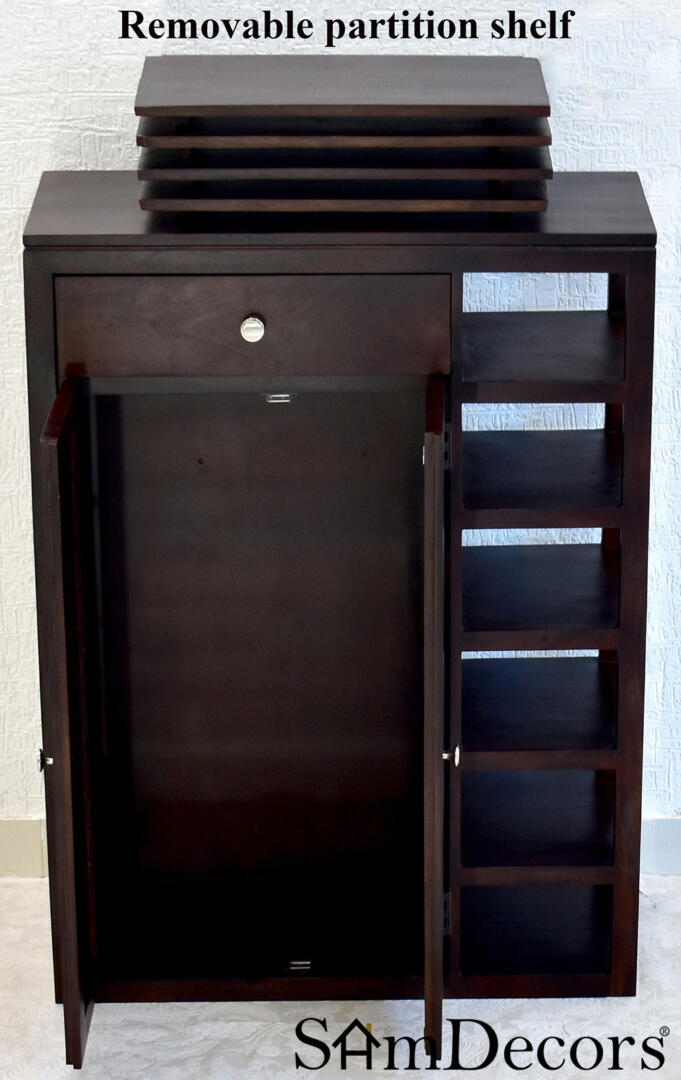 New Jean Multipurpose Cabinet/Shoe Rack - Dark Walnut - Image 3